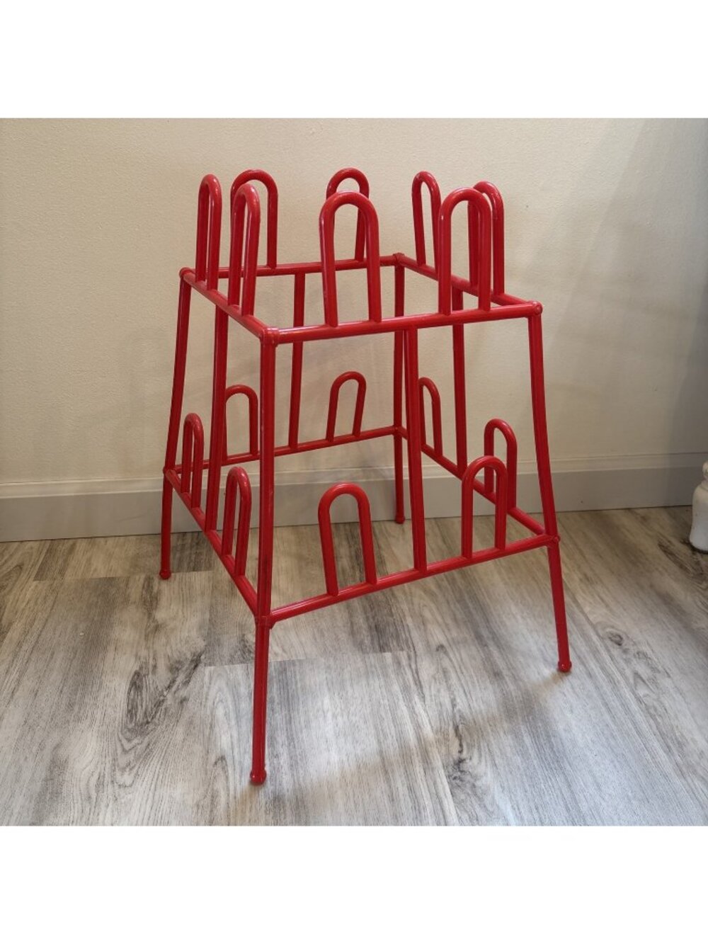 Vtg Yaffa Shoe Rack Closet Organizer Basic Line Red Plastic USA Holds 8 Pairs